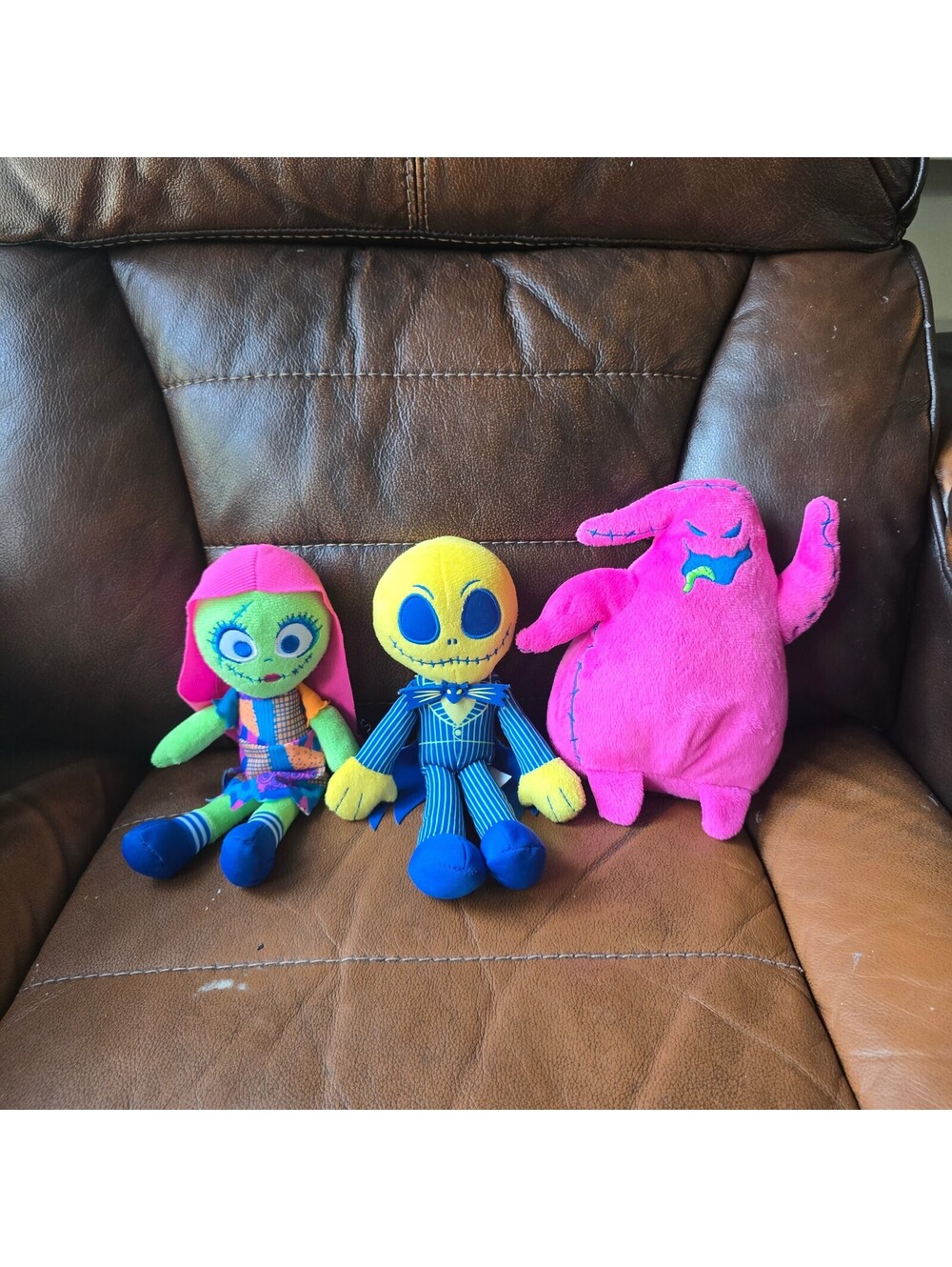 Disney Nightmare Before Christmas Blacklight Neon Plush Lot Jack Sally Oogie